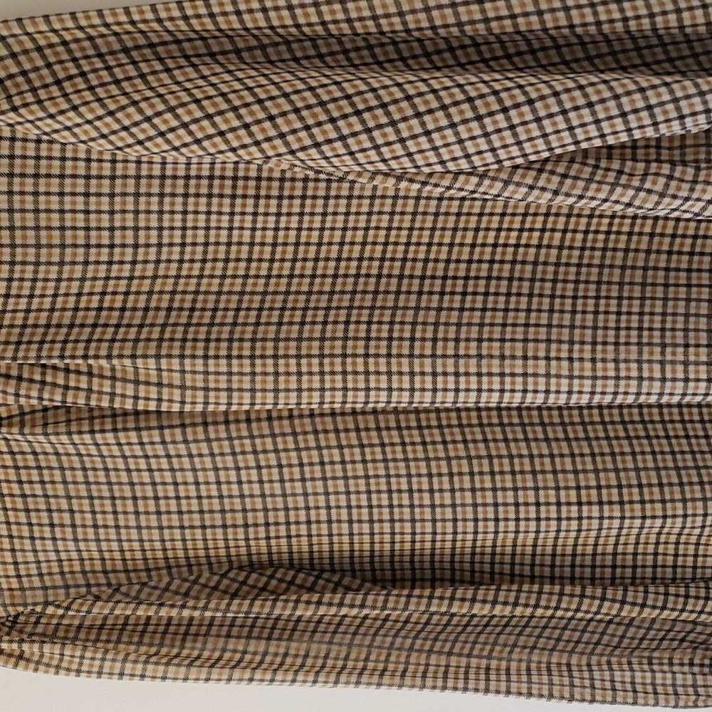 A New Day Sheer/Lightweight Plaid Mock Neck Top With Bell/Flair Sleeves - Picture 2 of 9